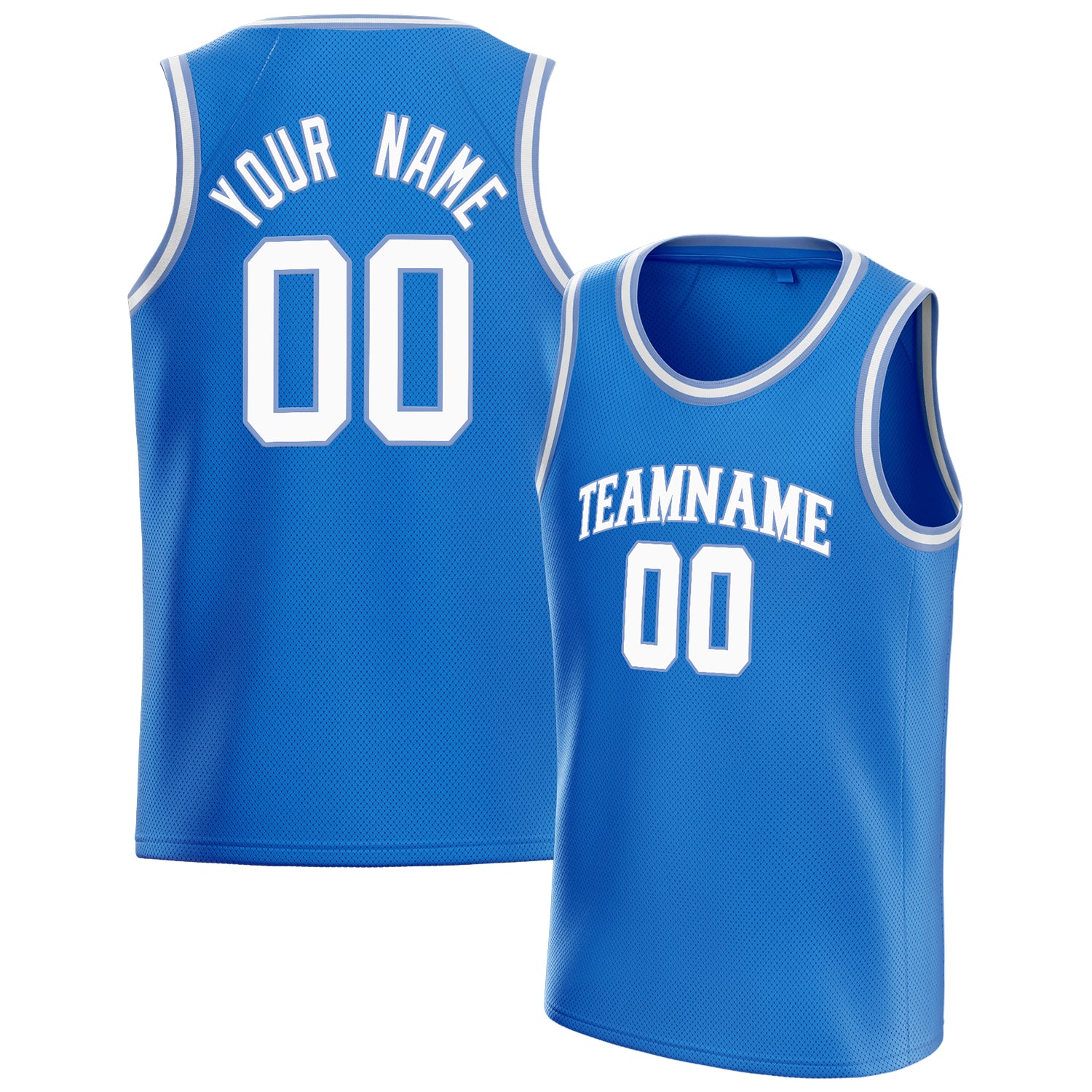 Personalized Blue & White Solid Color Basketball Jersey