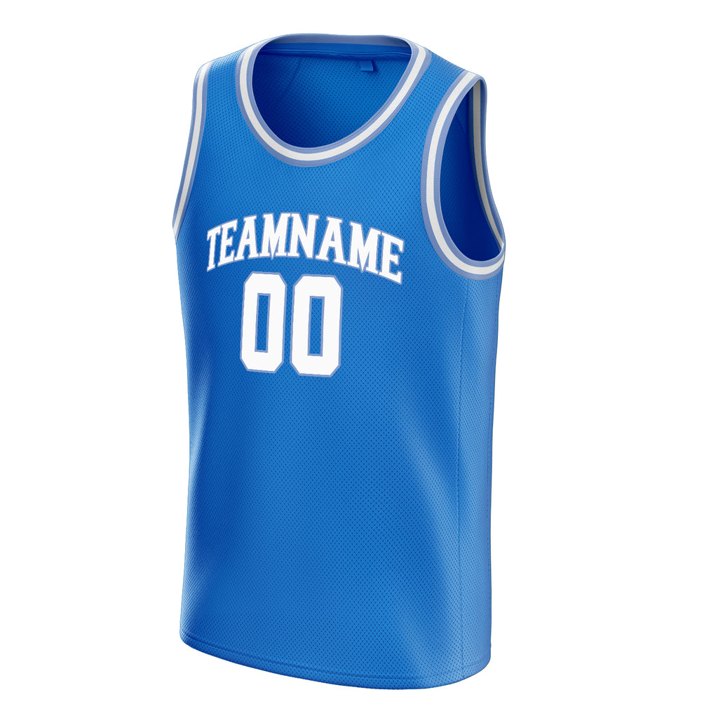 Personalized Blue & White Solid Color Basketball Jersey