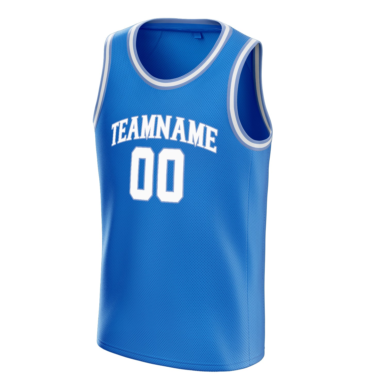 Personalized Blue & White Solid Color Basketball Jersey