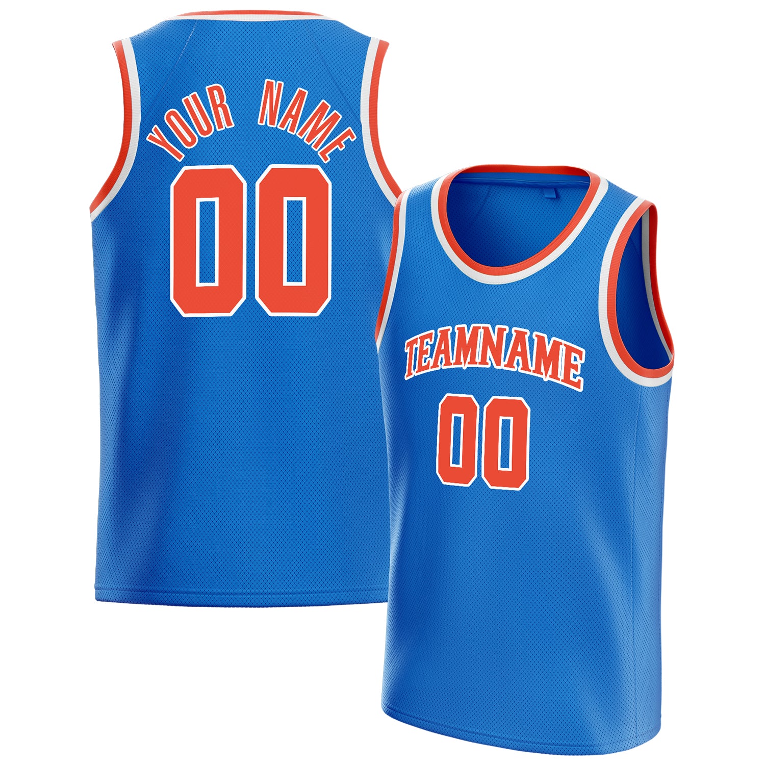 Personalized Blue & Orange Solid Color Basketball Jersey