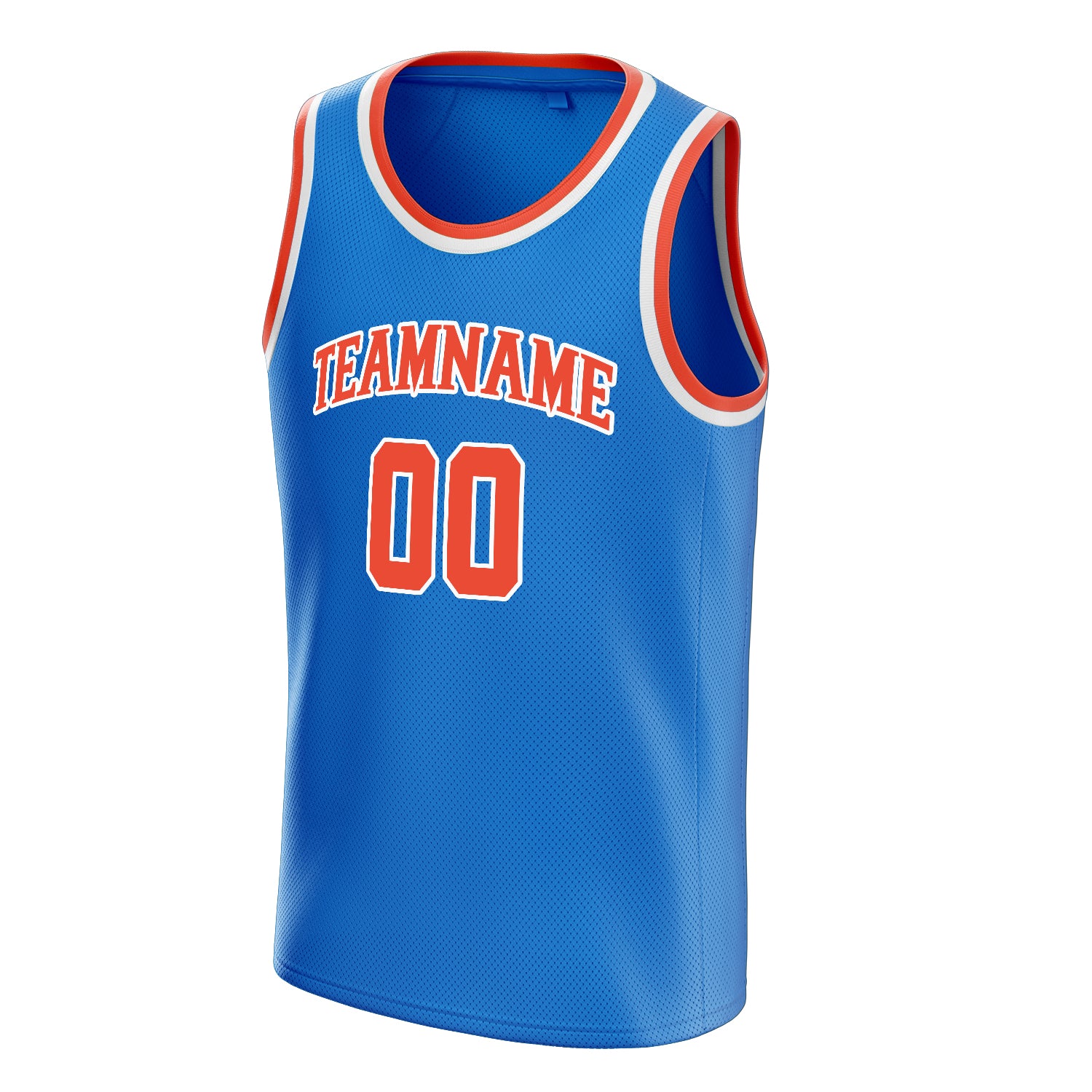 Personalized Blue & Orange Solid Color Basketball Jersey