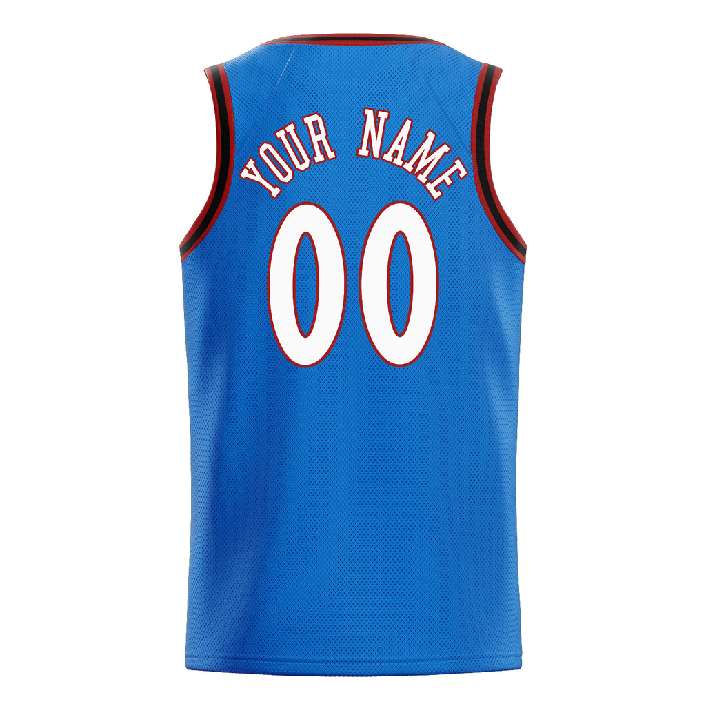 Personalized Blue & White Solid Color Basketball Jersey