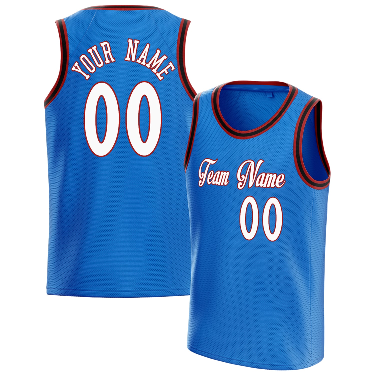 Personalized Blue & White Solid Color Basketball Jersey