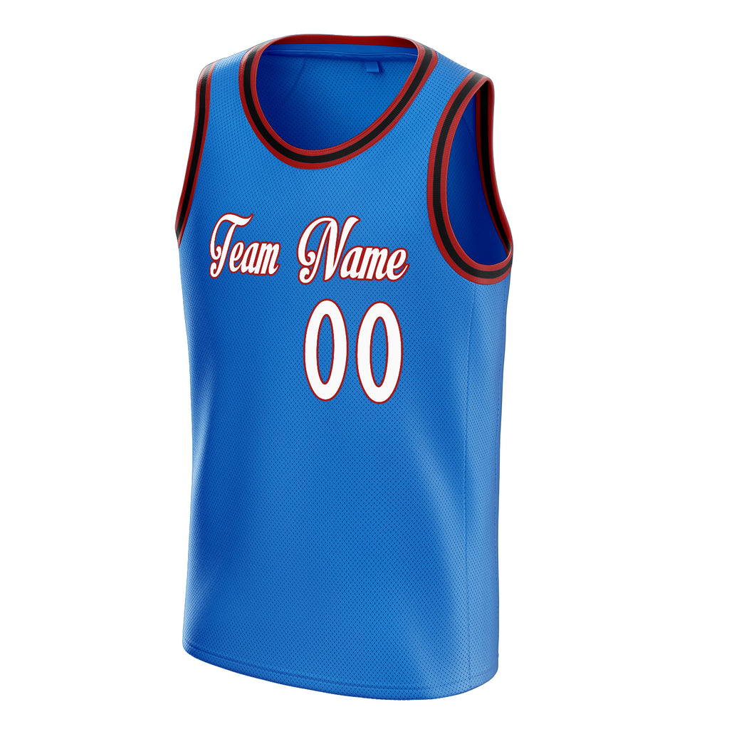 Personalized Blue & White Solid Color Basketball Jersey