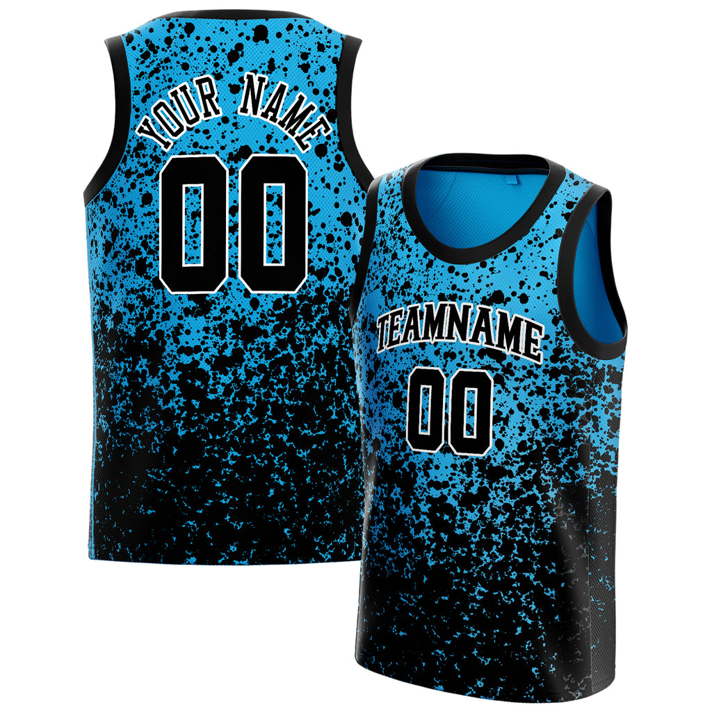 Personalized Blue & Black Fade Basketball Jersey