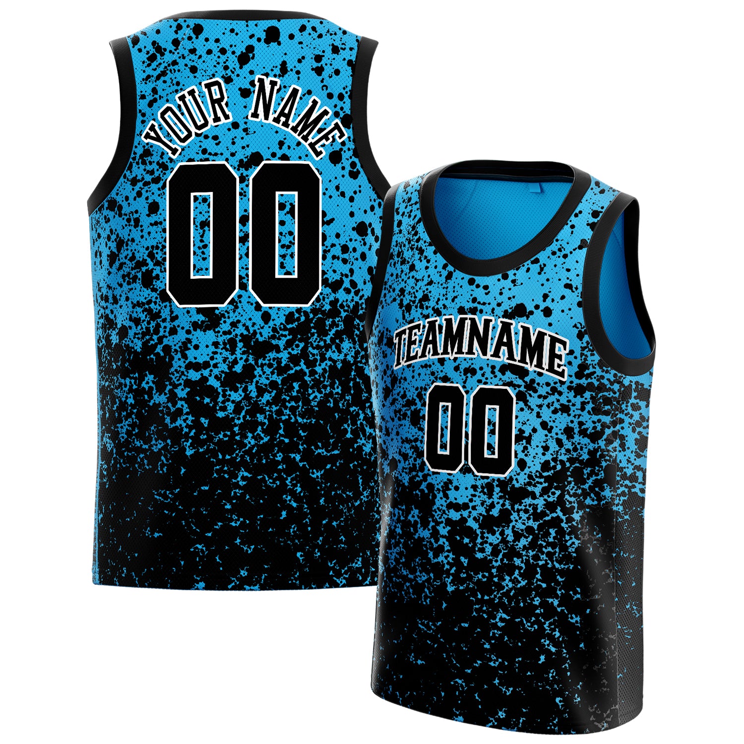 Personalized Blue & Black Fade Basketball Jersey