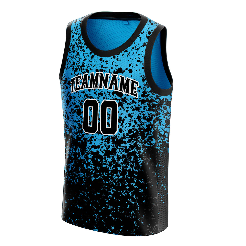 Personalized Blue & Black Fade Basketball Jersey