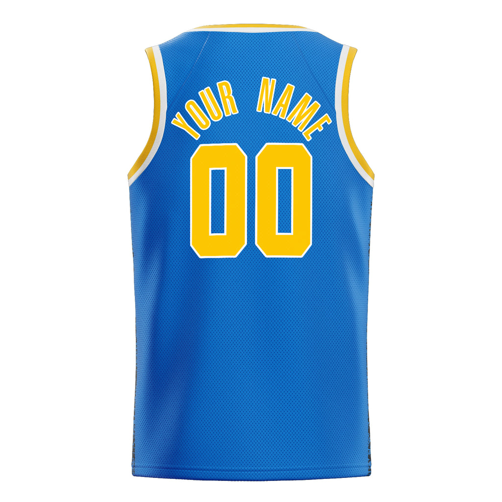 Personalized Blue & Gold Solid Color Basketball Jersey