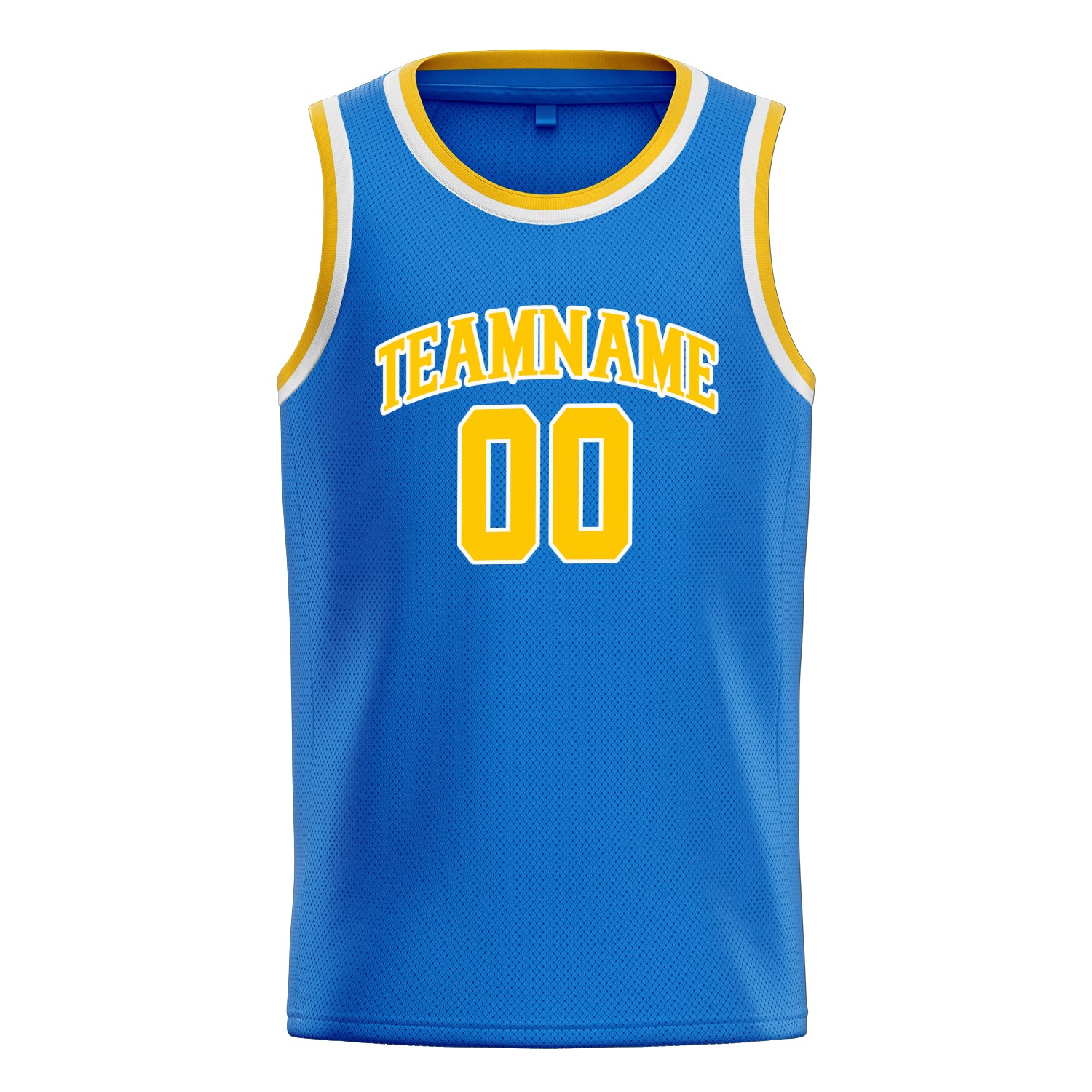 Personalized Blue & Gold Solid Color Basketball Jersey