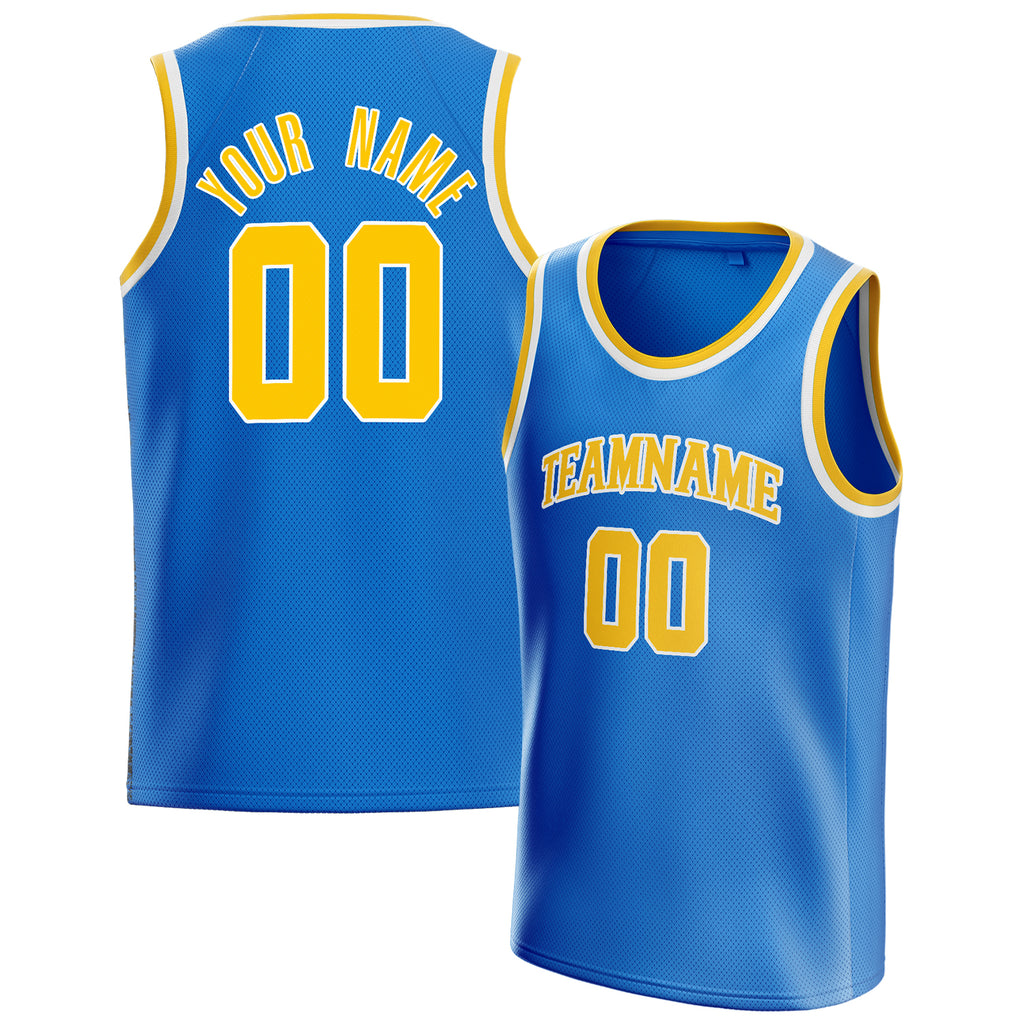 Personalized Blue & Gold Solid Color Basketball Jersey
