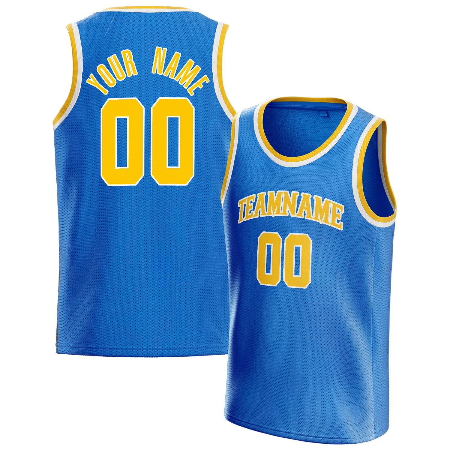 Personalized Blue & Gold Solid Color Basketball Jersey