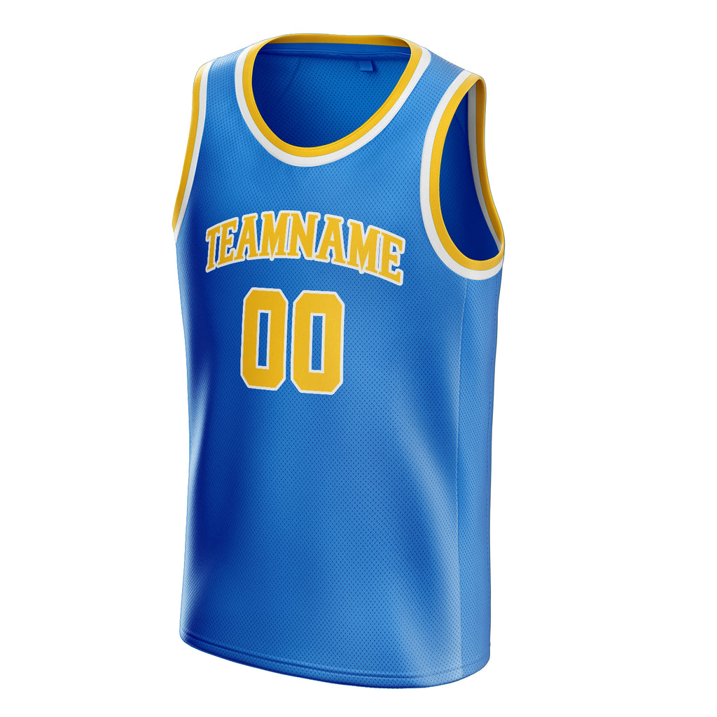 Personalized Blue & Gold Solid Color Basketball Jersey