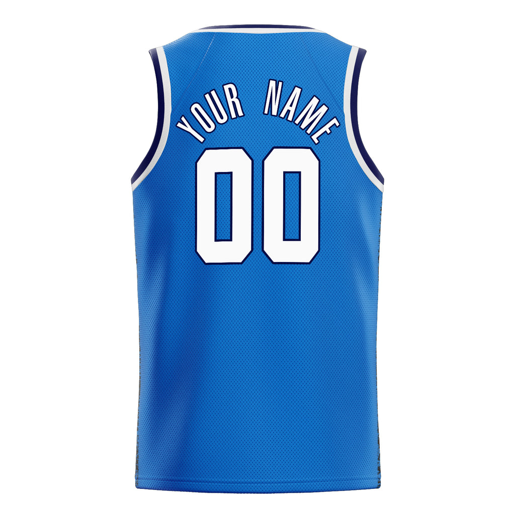 Personalized Blue & White Solid Color Basketball Jersey