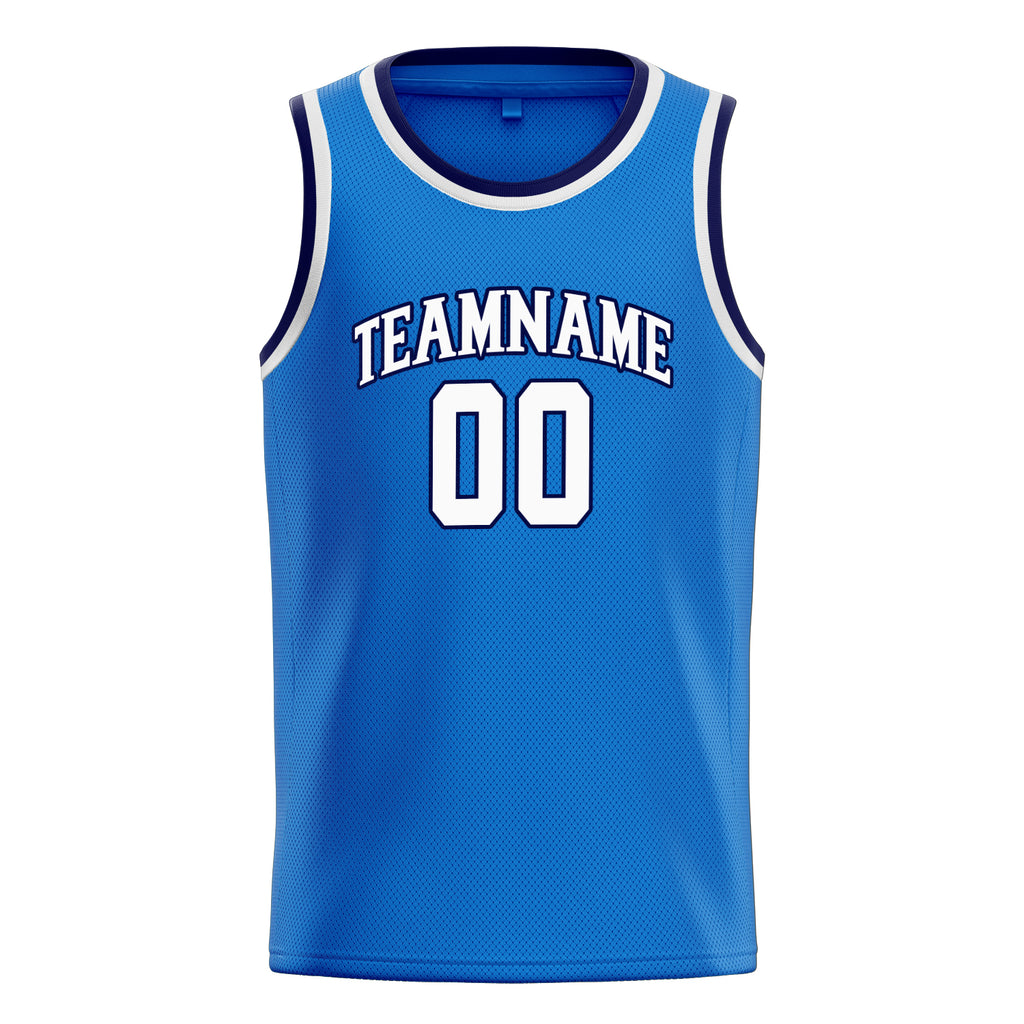 Personalized Blue & White Solid Color Basketball Jersey