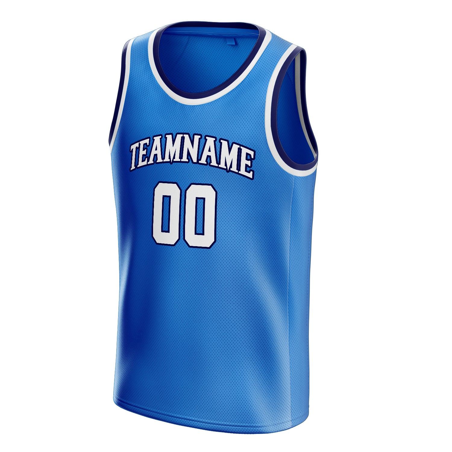 Personalized Blue & White Solid Color Basketball Jersey