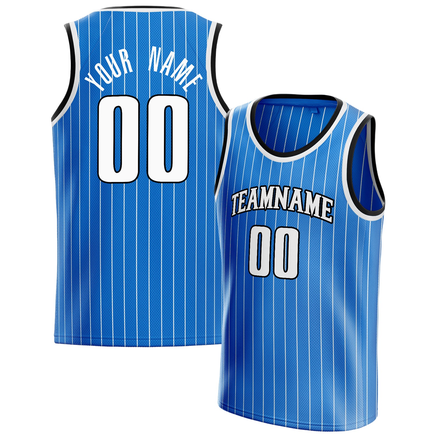 Personalized Blue & White Pinstripe Basketball Jersey