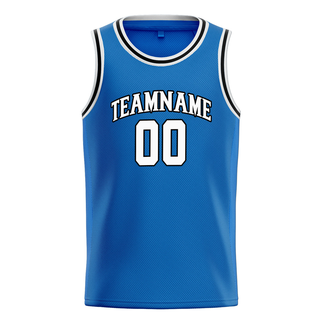 Personalized Blue & White Solid Color Basketball Jersey