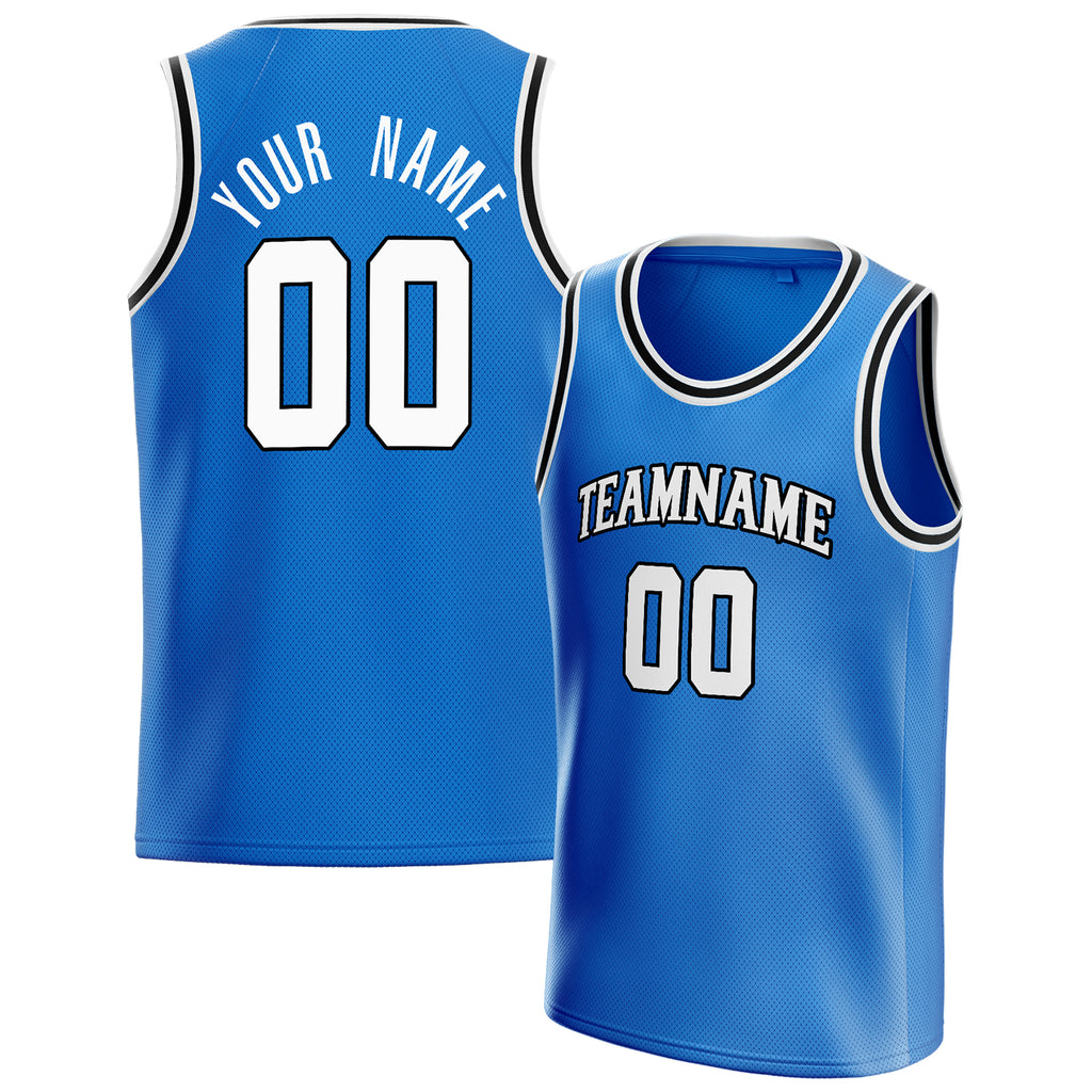 Personalized Blue & White Solid Color Basketball Jersey