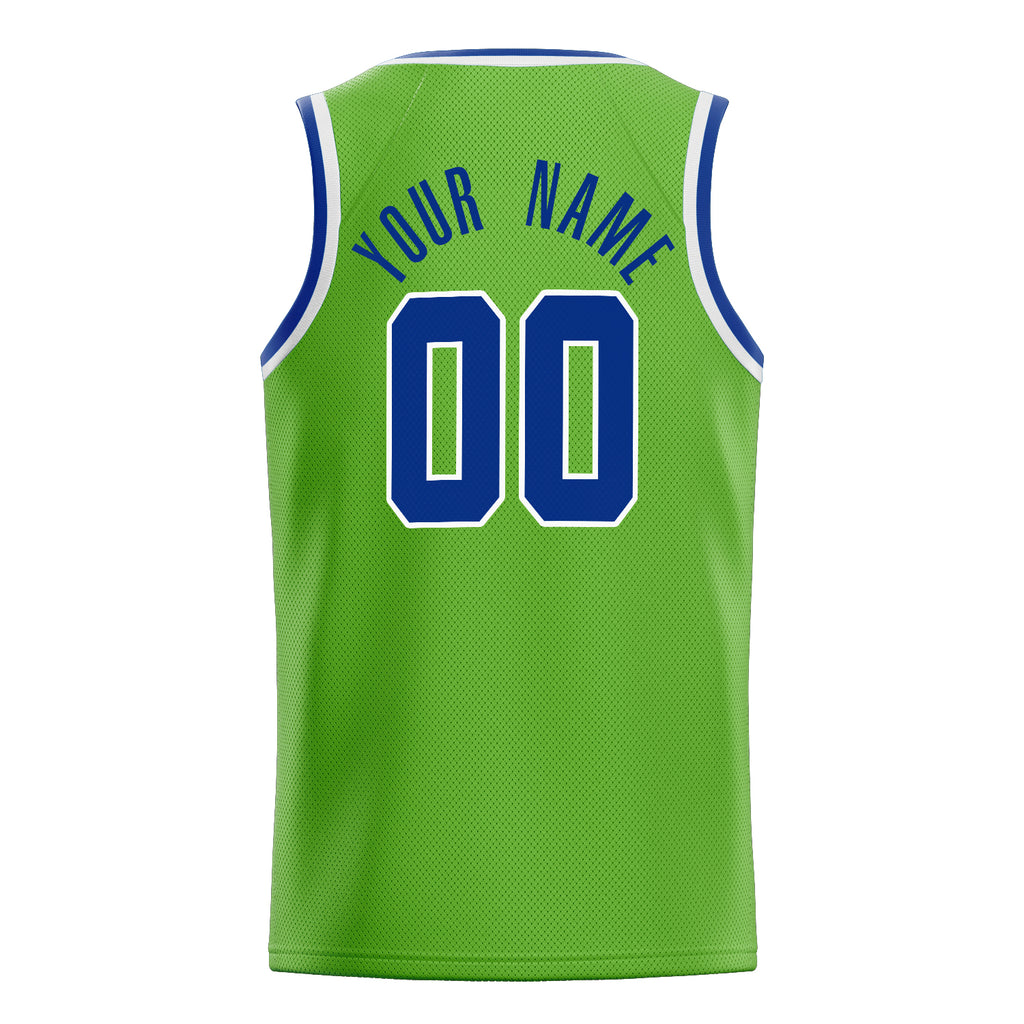 Personalized Neon Green & Royal Solid Color Basketball Jersey