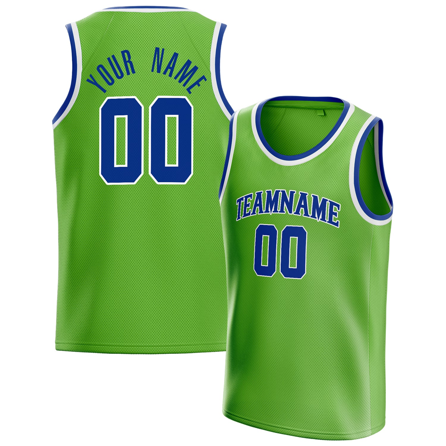 Personalized Neon Green & Royal Solid Color Basketball Jersey