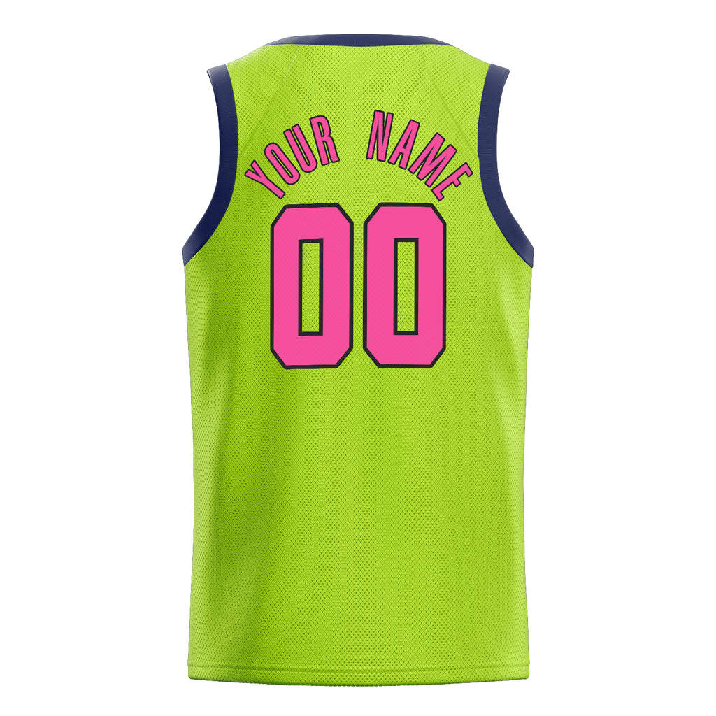 Personalized Neon Green & Pink Solid Color Basketball Jersey