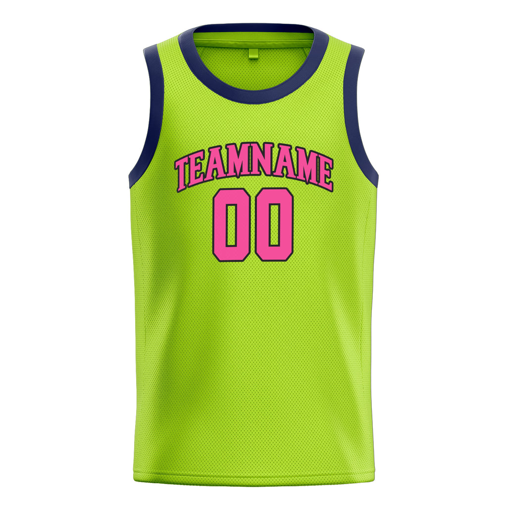 Personalized Neon Green & Pink Solid Color Basketball Jersey