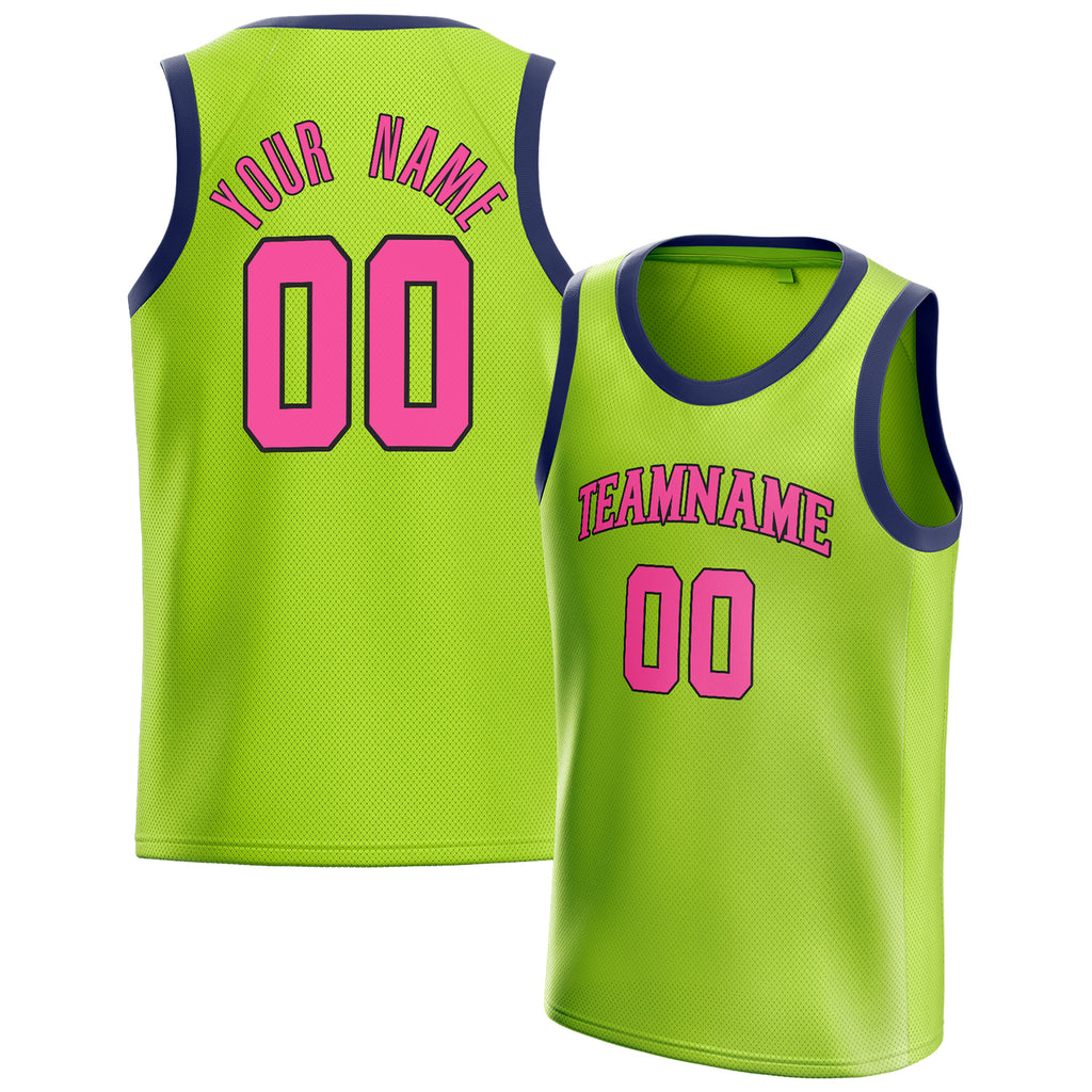 Personalized Neon Green & Pink Solid Color Basketball Jersey