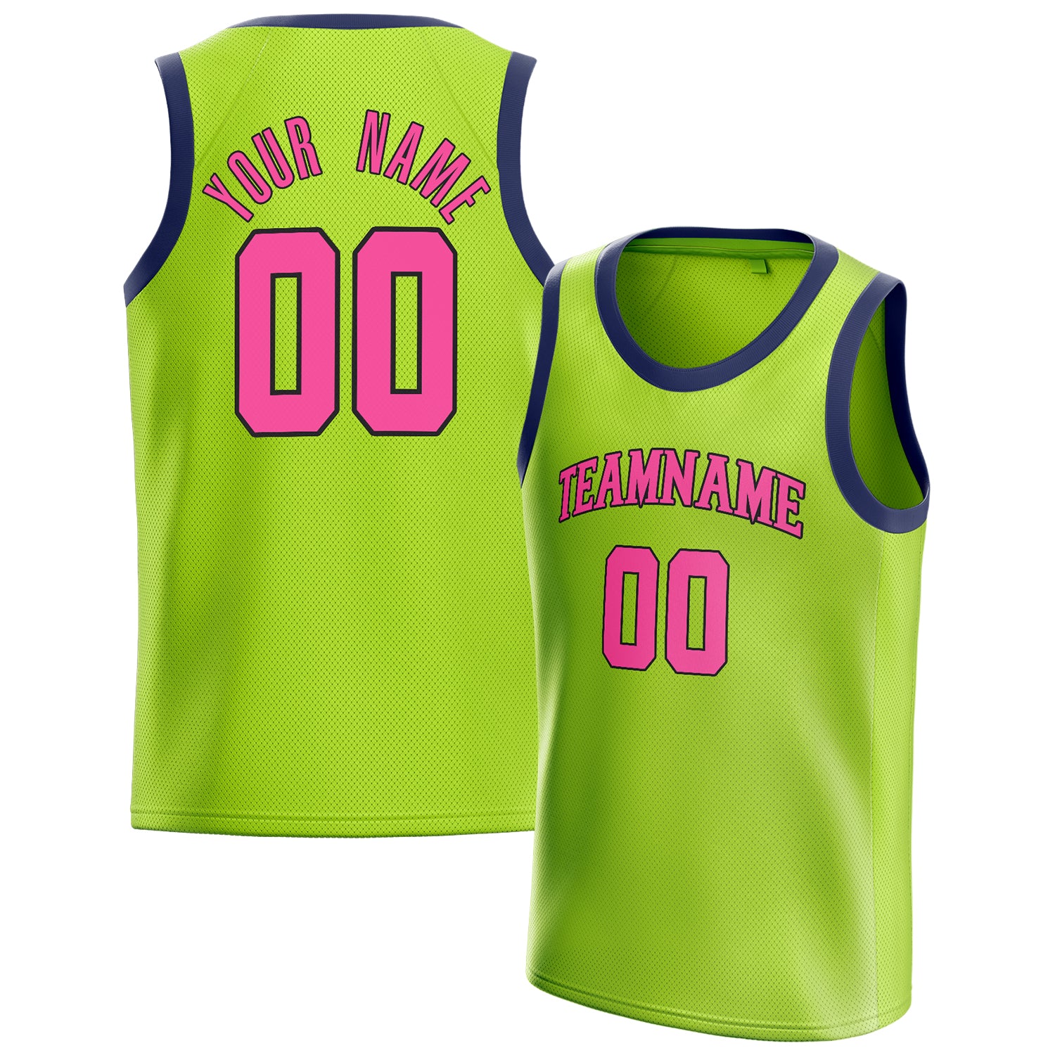 Personalized Neon Green & Pink Solid Color Basketball Jersey