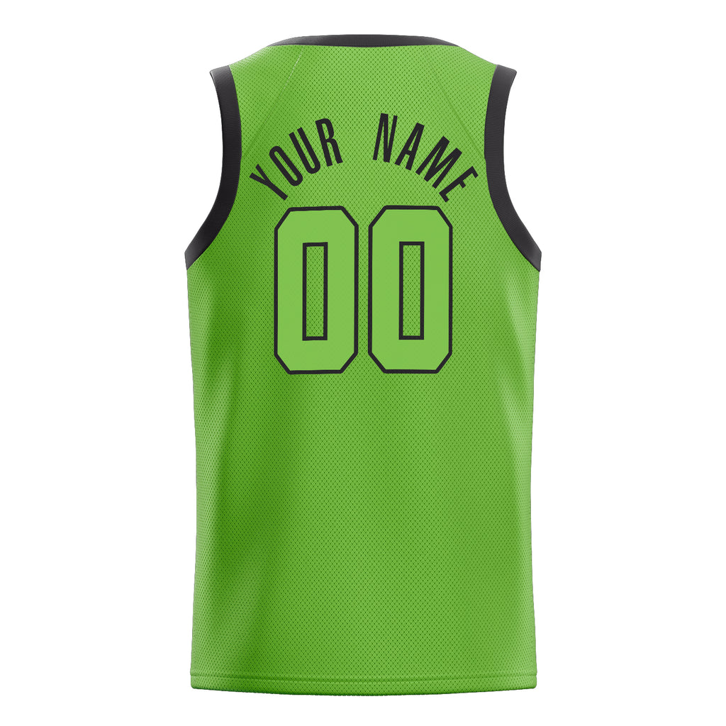 Personalized Neon Green & Black Solid Color Basketball Jersey