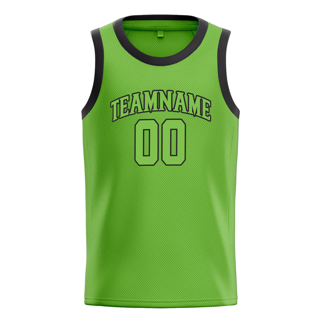 Personalized Neon Green & Black Solid Color Basketball Jersey