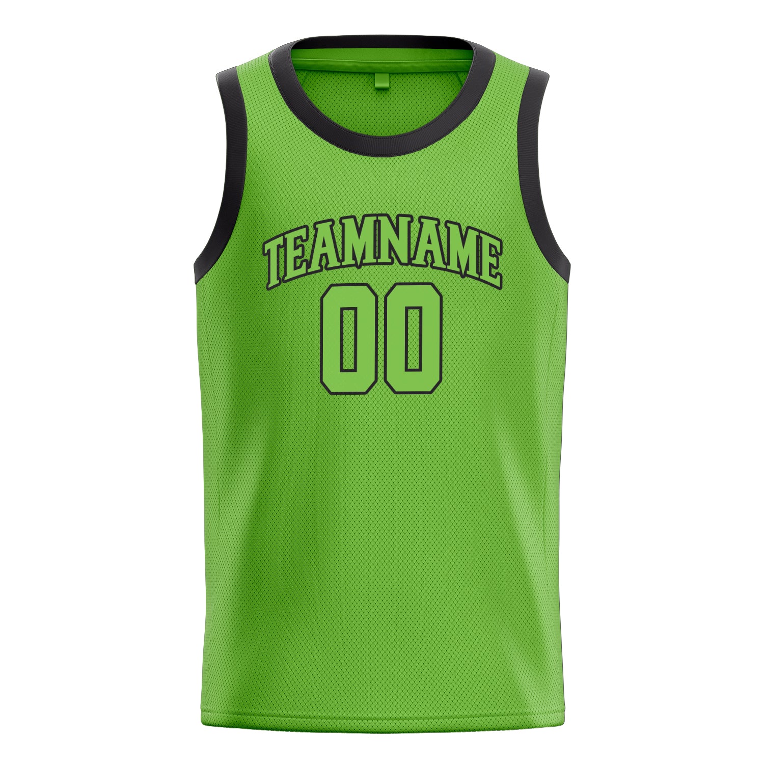 Personalized Neon Green & Black Solid Color Basketball Jersey