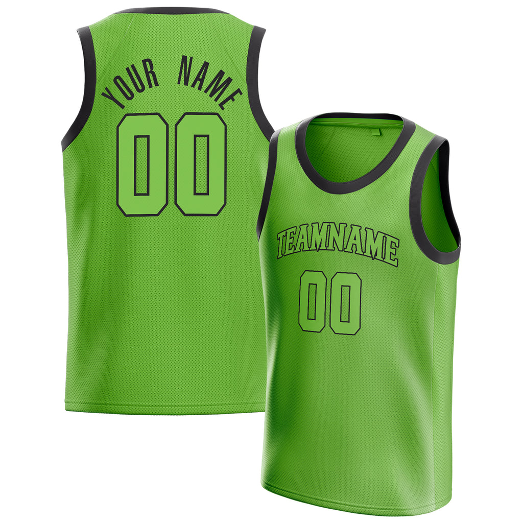 Personalized Neon Green & Black Solid Color Basketball Jersey