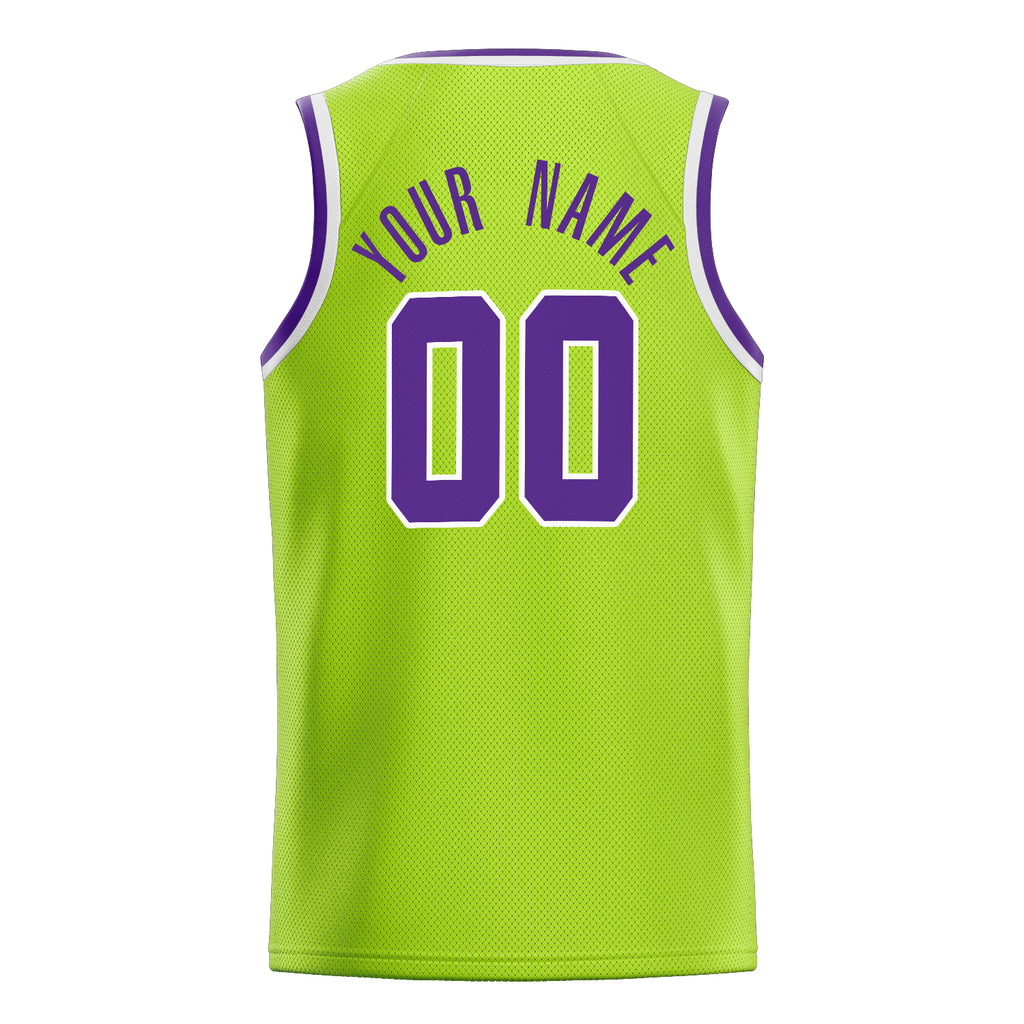 Personalized Neon Green & Purple Solid Color Basketball Jersey