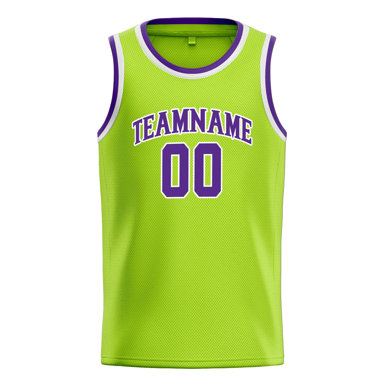 Personalized Neon Green & Purple Solid Color Basketball Jersey