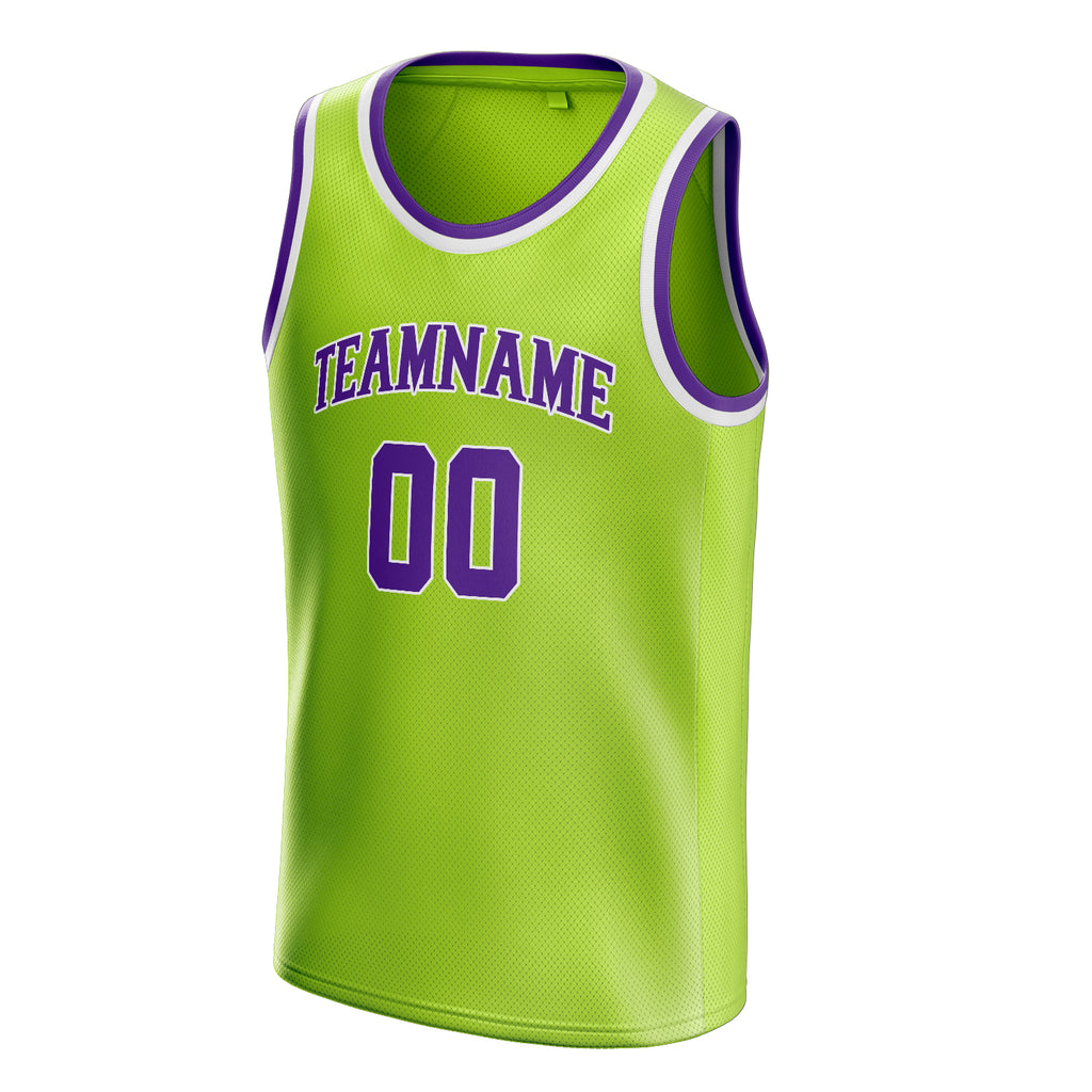 Personalized Neon Green & Purple Solid Color Basketball Jersey