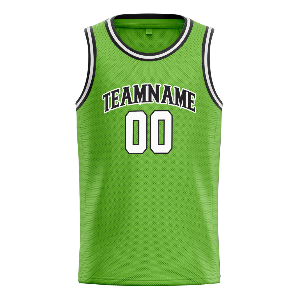 Personalized Neon Green & White Solid Color Basketball Jersey
