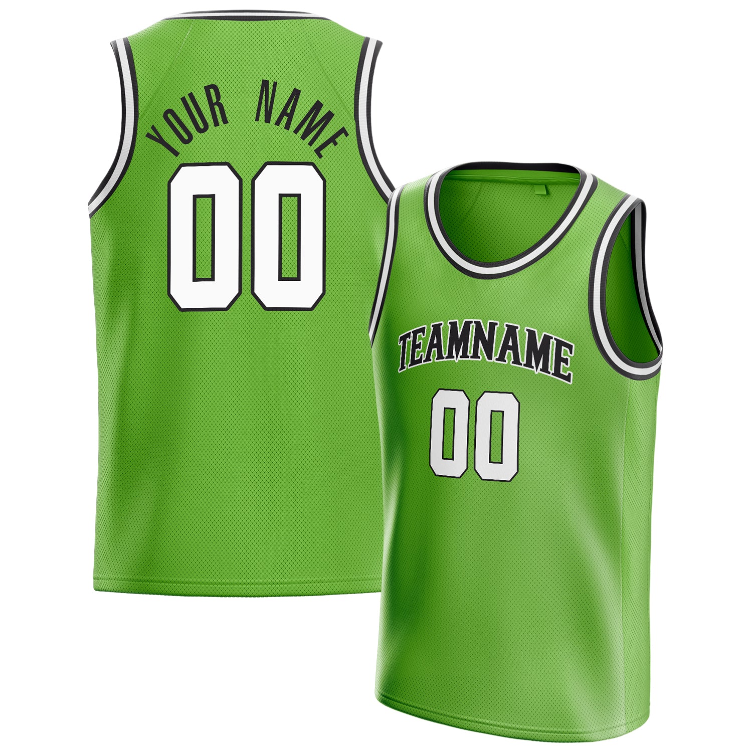 Personalized Neon Green & White Solid Color Basketball Jersey