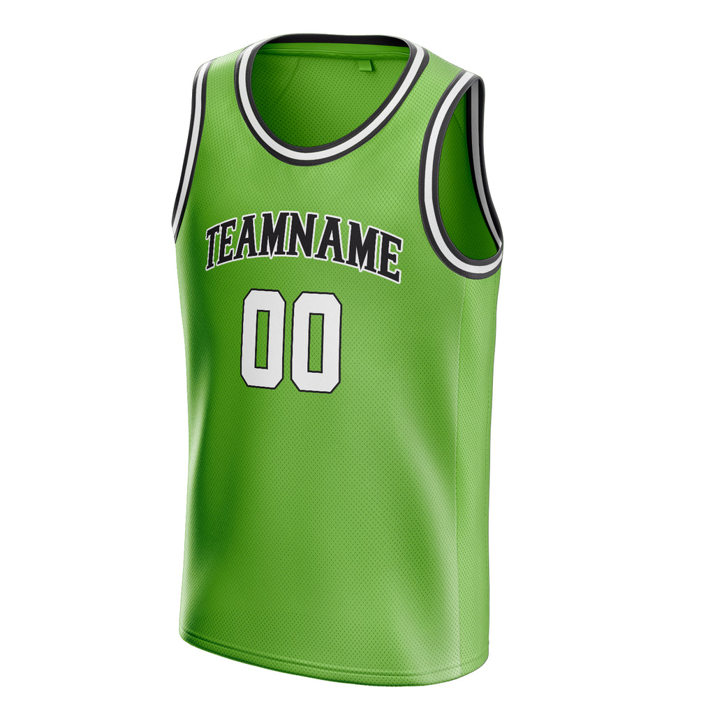 Personalized Neon Green & White Solid Color Basketball Jersey
