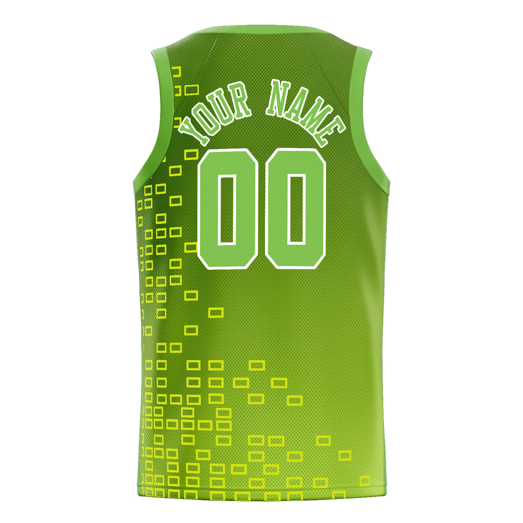 Personalized Neon Green & White Neck Basketball Jersey