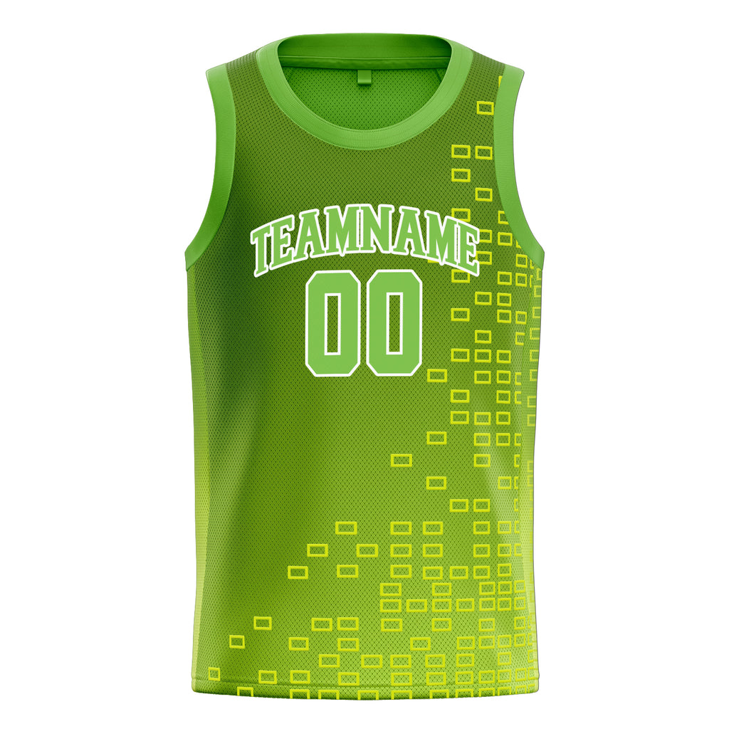 Personalized Neon Green & White Neck Basketball Jersey