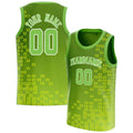 Personalized Neon Green & White Neck Basketball Jersey
