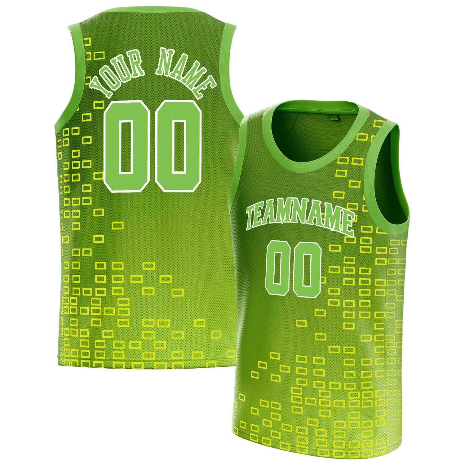 Personalized Neon Green & White Neck Basketball Jersey