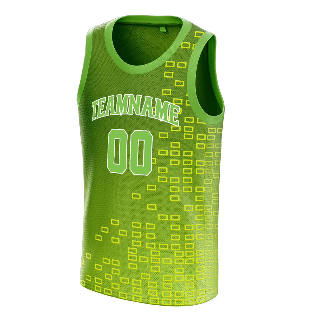 Personalized Neon Green & White Neck Basketball Jersey