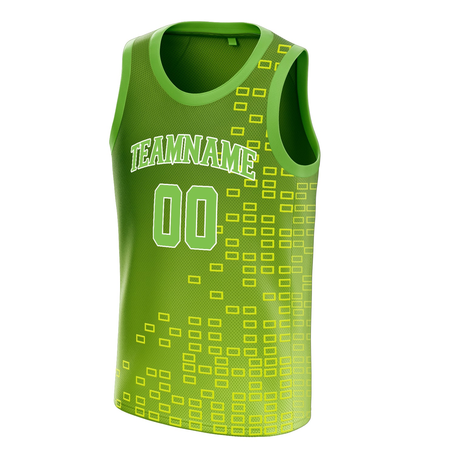 Personalized Neon Green & White Neck Basketball Jersey