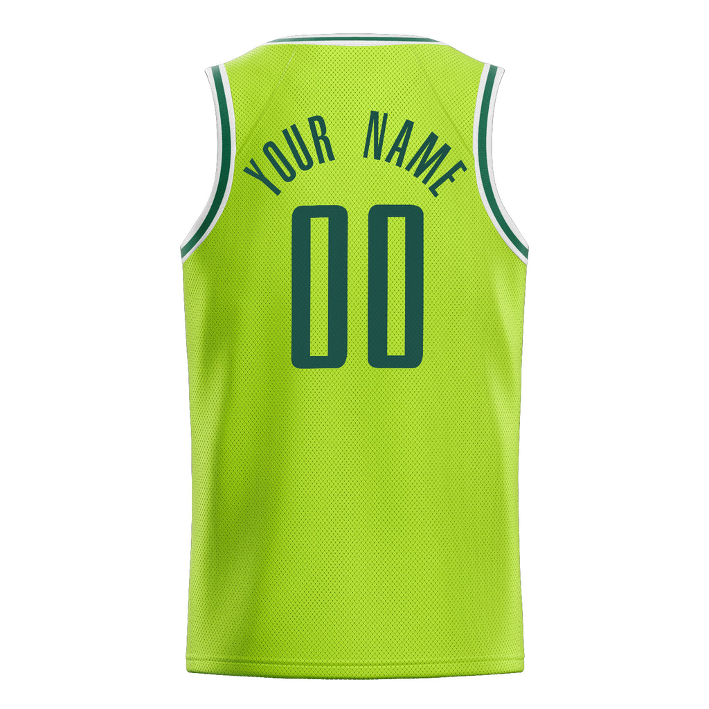 Personalized Neon Green & Kelly Green Solid Color Basketball Jersey