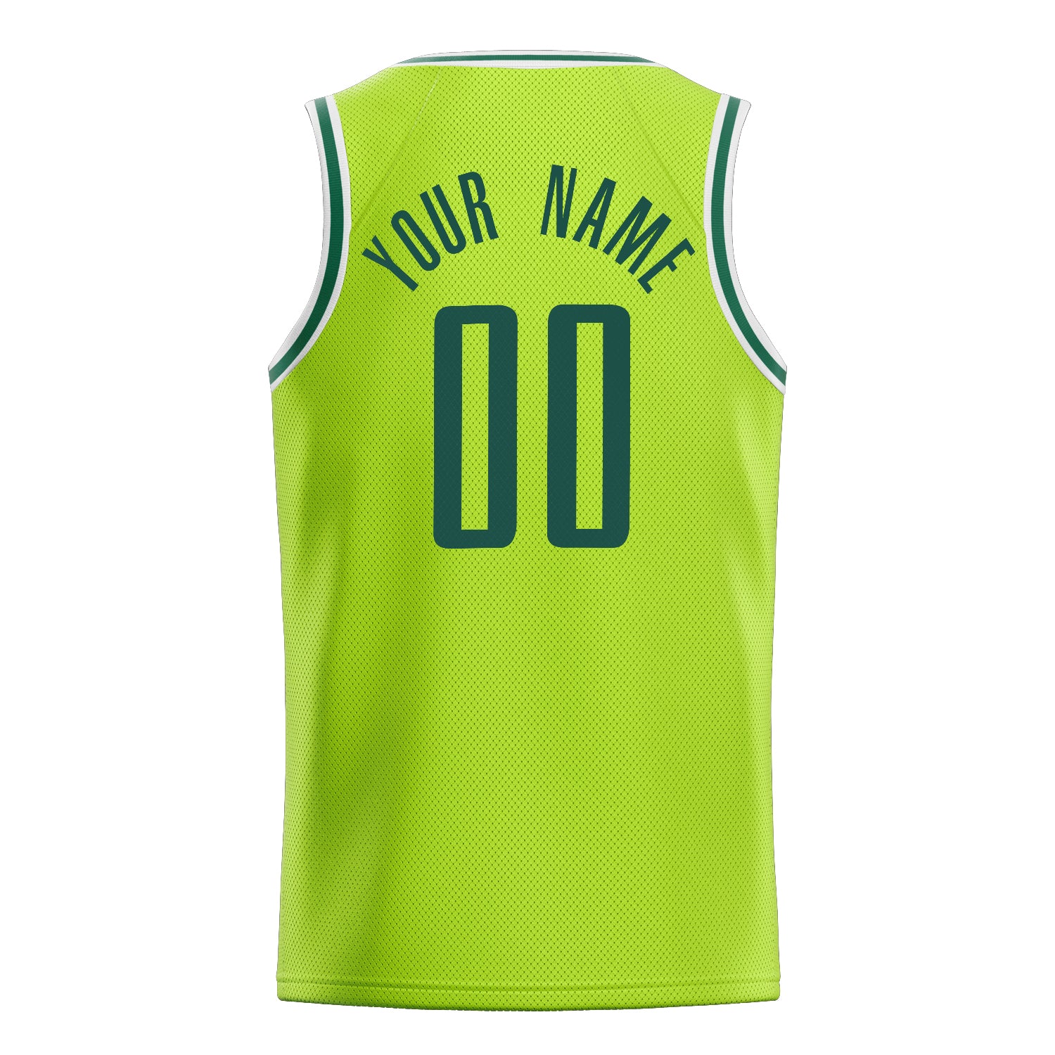 Personalized Neon Green & Kelly Green Solid Color Basketball Jersey