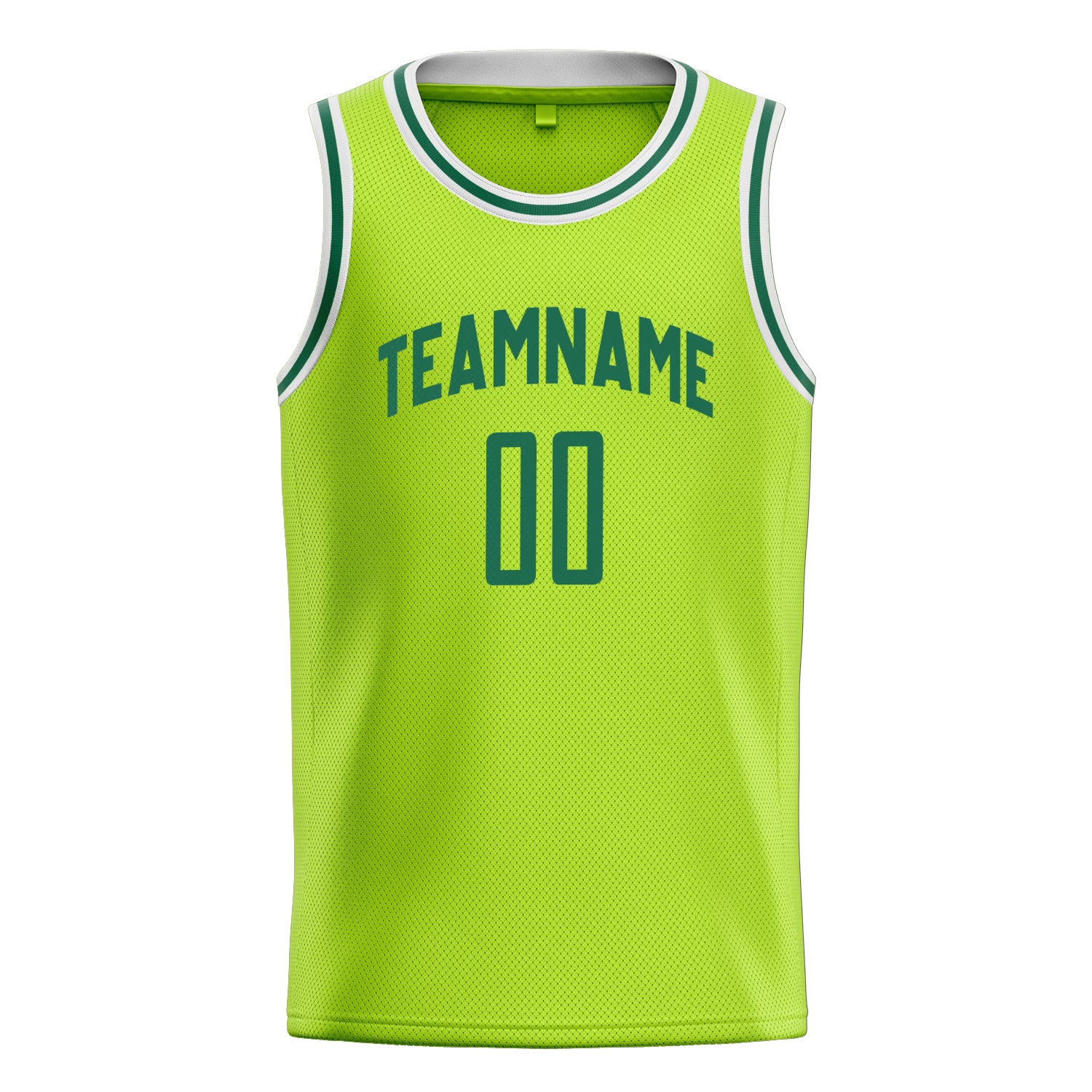 Personalized Neon Green & Kelly Green Solid Color Basketball Jersey
