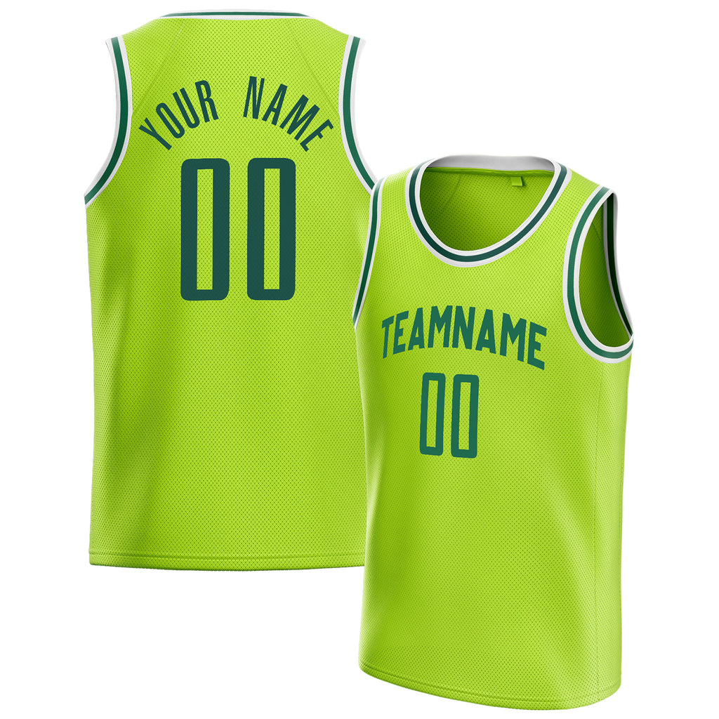 Personalized Neon Green & Kelly Green Solid Color Basketball Jersey