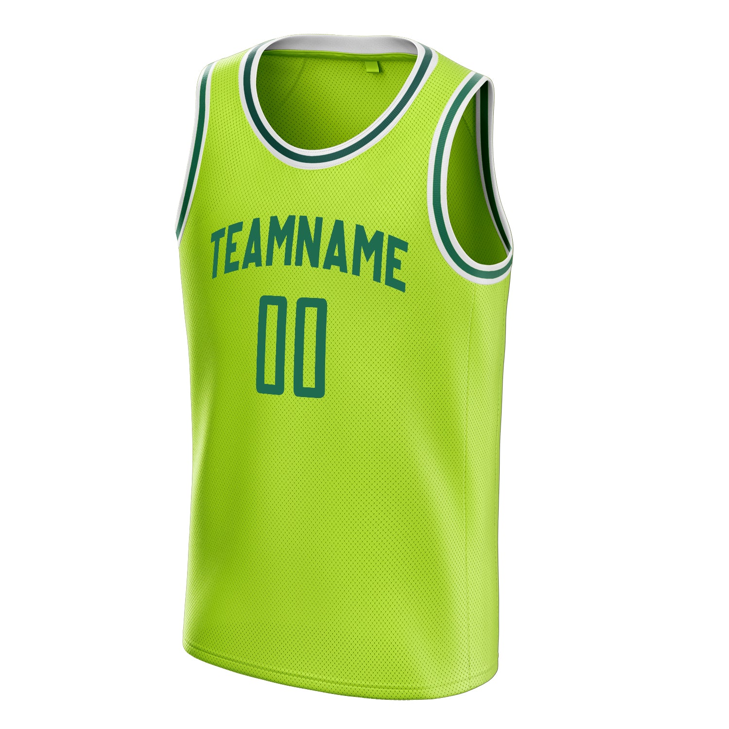 Personalized Neon Green & Kelly Green Solid Color Basketball Jersey