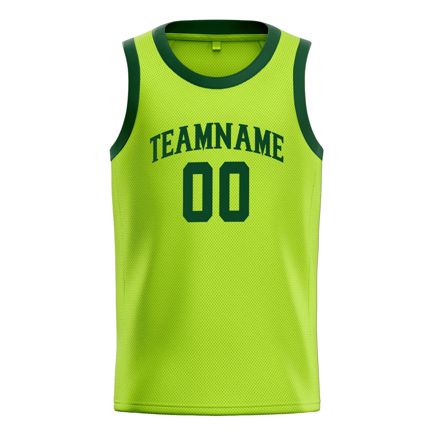 Personalized Neon Green & Green Solid Color Basketball Jersey